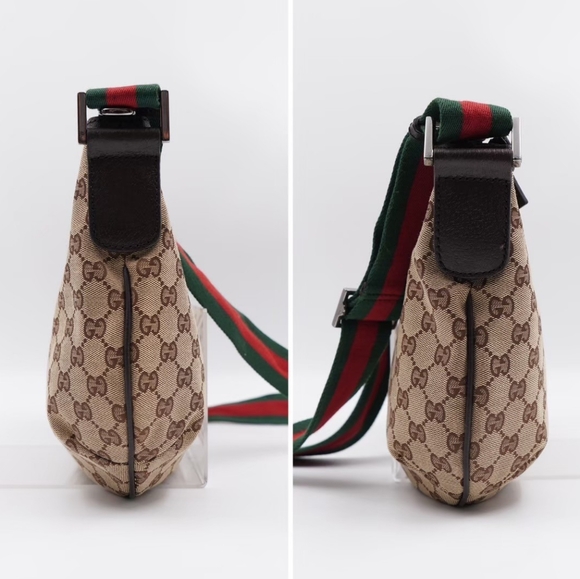 ❌️❌️SOLD❌️❌️BD41❤️ GUCCI Monogram Web Halfmoon Crossbody Bag - Picture 6 of 16